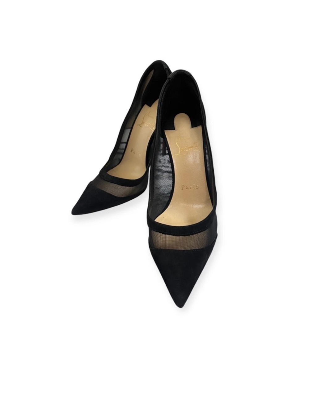 Christian Louboutin Black Pointed-Toe Mesh Pumps